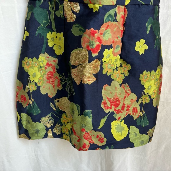 *SOLD c* Lulu’s So Stunning Navy Blue Floral Jacquard Puff Sleeve Dress small - Picture 7 of 16